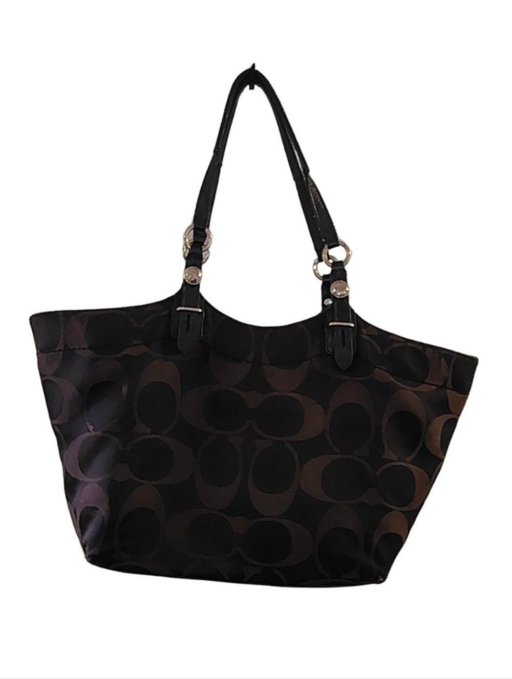 Coach Black and Dark Brown Signature Tote